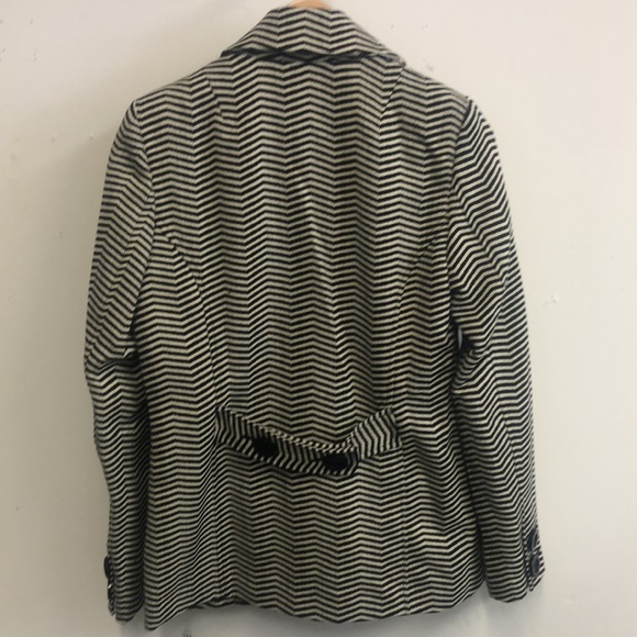 Ben Sherman Black White Striped Pea Coat Size M - Picture 14 of 16